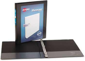 Avery® Showcase Economy View Binder with Round Rings 3 0.5" Capacity, 11 x 8.5, Black