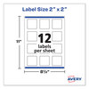 A Picture of product AVE-22565 Avery® Laser/Inkjet Media Labels Inkjet/Laser Printers, 2 x White, 12 Labels/Sheet, 10 Sheets/Pack