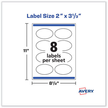 Avery® Laser/Inkjet Media Labels Inkjet/Laser Printers, 2 x 3.3, White, 8 Labels/Sheet, 25 Sheets/Pack