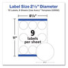 A Picture of product AVE-22856 Avery® Durable White Round ID Labels with Sure Feed® Technology w/ 2.5" dia, 72/Pk