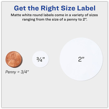 Avery® Round Print-to-the-Edge Labels with Sure Feed® Print-to-the Edge SureFeed and EasyPeel, 2" dia, Matte White, 300/Pack