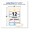 A Picture of product AVE-41442 Avery® Kids Handwritten Identification Labels 1.75 x 0.75, Borders: Blue, Orange, Yellow, 12 Labels/Sheet, 5 Sheets/Pack