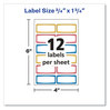 A Picture of product AVE-41442 Avery® Kids Handwritten Identification Labels 1.75 x 0.75, Borders: Blue, Orange, Yellow, 12 Labels/Sheet, 5 Sheets/Pack