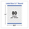 A Picture of product AVE-4221 Avery® Printable Self-Adhesive Permanent 3/4" Round ID Labels with Sure Feed® Technology w/Sure 0.75" dia, White 800/PK