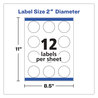 A Picture of product AVE-4227 Avery® White Dissolvable Labels with Sure Feed® Technology w/ 2" dia, 60/Pk,