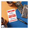 A Picture of product AVE-5140 Avery® Printable Adhesive Name Badges Self-Adhesive 2 1/3 x 3 3/8, Red "Hello", 100/Pack