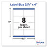 A Picture of product AVE-5815 Avery® Shipping Labels with TrueBlock® Technology Inkjet Printers, 2.5 x 4, White, 8 Labels/Sheet, 25 Sheets/Pack