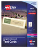 A Picture of product AVE-5915 Avery® Tent Cards Large Embossed Card, Ivory, 3.5 x 11, 1 Card/Sheet, 50 Sheets/Pack