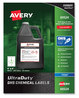 A Picture of product AVE-60524 Avery® UltraDuty® GHS Chemical Waterproof & UV Resistant Labels and 4 x White, 4/Sheet, 50 Sheets/Pack