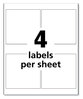 A Picture of product AVE-60524 Avery® UltraDuty® GHS Chemical Waterproof & UV Resistant Labels and 4 x White, 4/Sheet, 50 Sheets/Pack