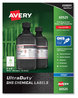 A Picture of product AVE-60525 Avery® UltraDuty® GHS Chemical Waterproof & UV Resistant Labels and 2 x 4, White, 10/Sheet, 50 Sheets/Pack