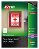 A Picture of product AVE-61511 Avery® Surface Safe® Removable Label Safety Signs Inkjet/Laser Printers, 5 x 7, White, 2/Sheet, 15 Sheets/Pack