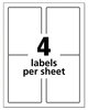 A Picture of product AVE-61532 Avery® Durable Permanent ID Labels with TrueBlock® Technology Laser Printers, 3.5 x 5, White, 4/Sheet, 50 Sheets/Pack