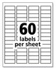 A Picture of product AVE-61533 Avery® Durable Permanent ID Labels with TrueBlock® Technology Laser Printers, 0.66 x 1.75, White, 60/Sheet, 50 Sheets/Pack