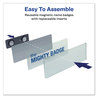 A Picture of product AVE-71200 Avery® The Mighty Badge® Name Holders Holder Kit, Horizontal, 3 x 1, Laser, Silver, 4 Holders/32 Inserts