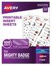 A Picture of product AVE-71209 Avery® The Mighty Badge® Name Inserts 1 x 3, Clear, Inkjet, 20/Sheet, 5 Sheets/Pack