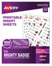 A Picture of product AVE-71210 Avery® The Mighty Badge® Name Inserts 1 x 3, Clear, Laser, 20/Sheet, 5 Sheets/Pack