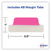 A Picture of product AVE-74865 Avery® Ultra Tabs® Repositionable Margin Tabs: 2.5" x 1", 1/5-Cut, Assorted Neon Colors, 48/Pack