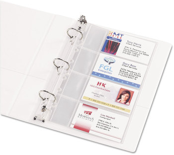 Avery® Business Card Pages Binder For 2 x 3.5 Cards, Clear, 8 Cards/Sheet, 5 Pages/Pack