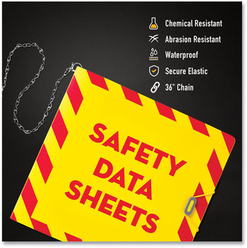 Avery® UltraDuty™ Safety Data Sheet Binders with Chain 3 Rings, 3" Capacity, 11 x 8.5, Yellow/Red