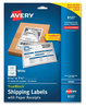 A Picture of product AVE-8127 Avery® Shipping Labels with TrueBlock® Technology Inkjet Printers, 5.06 x 7.62, White, 25 Sheets/Pack