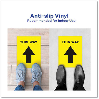 Avery® Social Distancing Floor Decals 8.5 x 11, This Way, Yellow Face, Black Graphics, 5/Pack