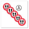 A Picture of product AVE-83090 Avery® Social Distancing Floor Decals 10.5" dia, Please Wait Here, Red/White Face, Black Graphics, 5/Pack