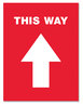 A Picture of product AVE-83091 Avery® Social Distancing Floor Decals 8.5 x 11, This Way, Red Face, White Graphics, 5/Pack