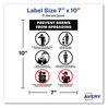 A Picture of product AVE-83174 Avery® Preprinted Surface Safe® Wall Decals 7 x 10, Prevent Germs from Spreading, White/Black Face, Black Graphics, 5/Pack