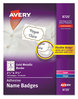 A Picture of product AVE-8720 Avery® Flexible Adhesive Name Badge Labels 3 3/8 x 2 1/3, White/Gold Border, 120/PK