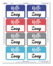 A Picture of product AVE-8722 Avery® Flexible Adhesive Name Badge Labels "Hello", 3 3/8 x 2 1/3, Assorted, 120/PK