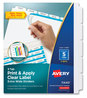 A Picture of product AVE-11440 Avery® Print & Apply Index Maker® Clear Label Dividers with Easy Printable Strip and White Tabs Extra Wide Tab, 5-Tab, 11.25 x 9.25, 5 Sets