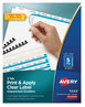 A Picture of product AVE-11443 Avery® Print & Apply Index Maker® Clear Label Unpunched Dividers with Easy Printable Strip for Binding Systems and 5-Tab, 11 x 8.5, White, 25 Sets