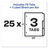 A Picture of product AVE-11445 Avery® Print & Apply Index Maker® Clear Label Dividers with Easy Printable Strip and White Tabs 3-Tab, 11 x 8.5, 25 Sets