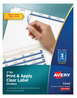 A Picture of product AVE-11445 Avery® Print & Apply Index Maker® Clear Label Dividers with Easy Printable Strip and White Tabs 3-Tab, 11 x 8.5, 25 Sets