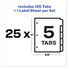 A Picture of product AVE-11446 Avery® Print & Apply Index Maker® Clear Label Dividers with Easy Printable Strip and White Tabs 5-Tab, 11 x 8.5, 25 Sets