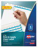 A Picture of product AVE-11446 Avery® Print & Apply Index Maker® Clear Label Dividers with Easy Printable Strip and White Tabs 5-Tab, 11 x 8.5, 25 Sets