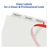 A Picture of product AVE-11447 Avery® Print & Apply Index Maker® Clear Label Dividers with Easy Printable Strip and White Tabs 8-Tab, 11 x 8.5, 25 Sets