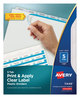 A Picture of product AVE-11449 Avery® Print & Apply Index Maker® Clear Label Plastic Dividers with Easy Printable Strip and w/Printable 5-Tab, 11 x 8.5, Frosted Tabs, 1 Set