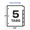 A Picture of product AVE-11490 Avery® Print & Apply Index Maker® Clear Label Dividers with Easy Printable Strip and White Tabs Big Tab, 5-Tab, 11 x 8.5, 1 Set