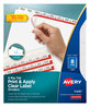 A Picture of product AVE-11491 Avery® Print & Apply Index Maker® Clear Label Dividers with Easy Printable Strip and White Tabs Big Tab, 8-Tab, 11 x 8.5, 1 Set