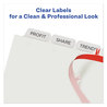 A Picture of product AVE-11557 Avery® Print & Apply Index Maker® Clear Label Dividers with Easy Printable Strip and White Tabs 8-Tab, 11 x 8.5, 50 Sets