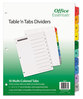 A Picture of product AVE-11671 Office Essentials™ Table 'n Tabs® Dividers 10-Tab, 1 to 10, 11 x 8.5, White, Assorted Set