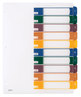 A Picture of product AVE-11818 Avery® Customizable Table of Contents Ready Index® Plastic Multicolor Dividers with Printable Section Titles Tabs, 10-Tab, 1 to 10, 11 x 8.5, Translucent, Set
