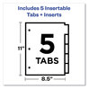 A Picture of product AVE-11900 Avery® Insertable Big Tab™ Plastic Dividers 5-Tab, 11 x 8.5, Assorted, 1 Set