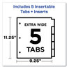 A Picture of product AVE-11902 Avery® Insertable Big Tab™ Plastic Pocket Dividers 1-Pocket 5-Tab, 11.13 x 9.25, Assorted, 1 Set