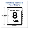 A Picture of product AVE-11903 Avery® Insertable Big Tab™ Plastic Pocket Dividers 1-Pocket 8-Tab, 11.13 x 9.25, Assorted, 1 Set