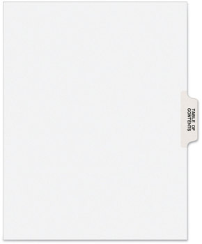 Avery® Preprinted Legal Exhibit Index Tab Dividers with Black and White Tabs Side Style, 25-Tab, Table Of Contents, 11 x 8.5, 25/Pack