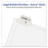 A Picture of product AVE-11942 Avery® Legal Index Divider, Exhibit Alpha Letter, Style Avery-Style Preprinted Bottom Tab 26-Tab, C, 11 x 8.5, White, 25/PK