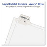 A Picture of product AVE-11945 Avery® Legal Index Divider, Exhibit Alpha Letter, Style Avery-Style Preprinted Bottom Tab 26-Tab, F, 11 x 8.5, White, 25/PK